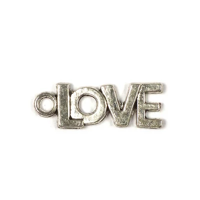 Charm fémdísz, 4 db - love felirat