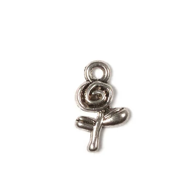 Charm fémdísz, 4 db - mini rózsa