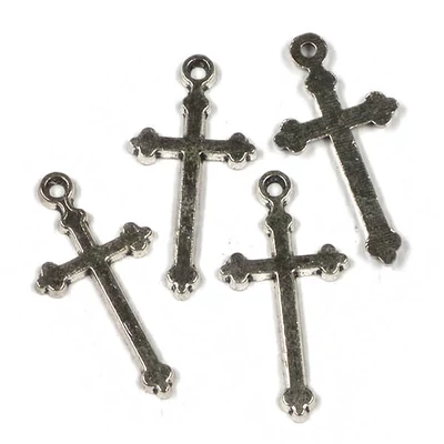 Charm fémdísz, 4 db - kereszt