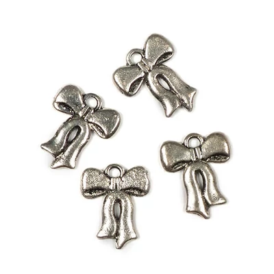 Charm fémdísz, 4 db - hosszú masni, 3D