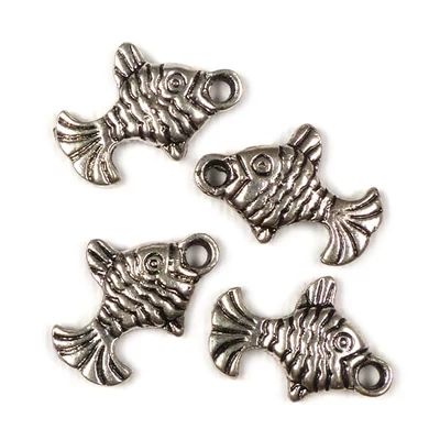 Charm fémdísz, 4 db - ponty, 3D