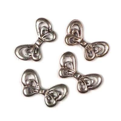 Charm fémdísz, 4 db - pillangószárny, áttört, 3D