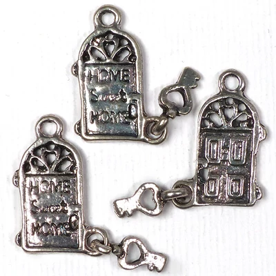 Charm fémdísz, 3 db - édes otthon, 3D