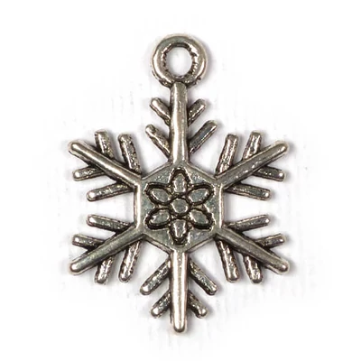 Charm fémdísz, 3 db - hókristály, 3D