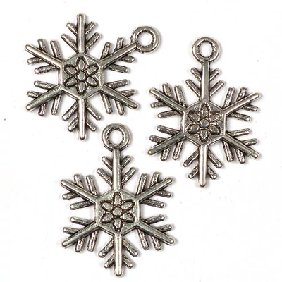 Charm fémdísz, 3 db - hókristály, 3D