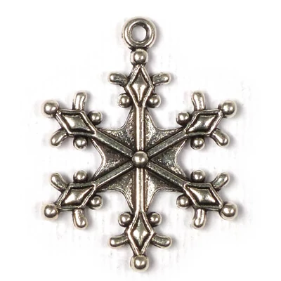 Charm fémdísz, 3 db - hópehely, 3D