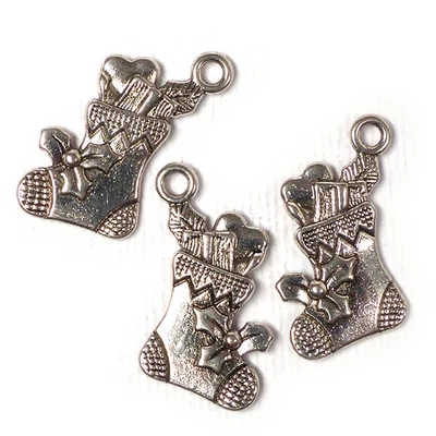 Charm fémdísz, 3 db - karácsonyi zokni, 3D