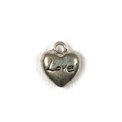 Charm fémdísz, 3 db - love szív, 3D