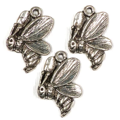 Charm fémdísz, 3 db - méhecske