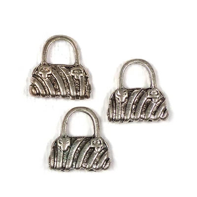 Charm fémdísz, 3 db - retikül, 3d