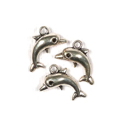 Charm fémdísz, 3 db - delfin, 3D