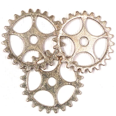 Charm fémdísz, 3 db - fogaskerék, 5 ágú, 3D