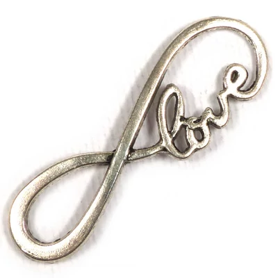 Charm fémdísz, 3 db - love, végtelen, íves