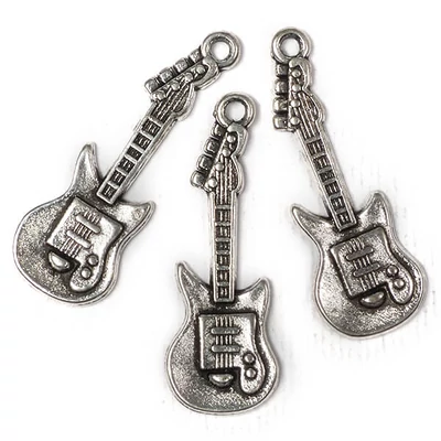Charm fémdísz, 3 db - gitár