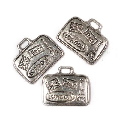 Charm fémdísz, 3 db - Párizs, London, 3D