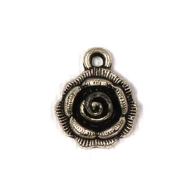 Charm fémdísz, 3 db - rózsafej