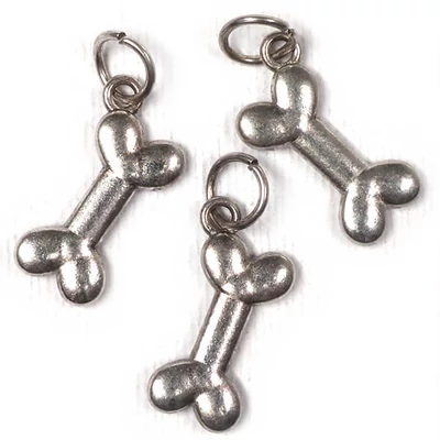 Charm fémdísz, 3 db - kutyacsont szerelőkarikával, 3D