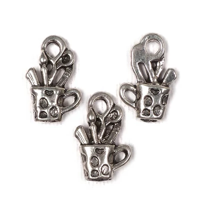 Charm fémdísz, 3 db - művészbögre, 3D
