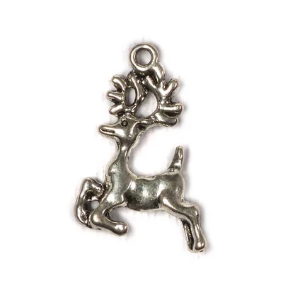 Charm fémdísz, 3 db - szökellő szarvas, 3D