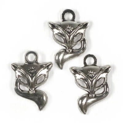 Charm fémdísz, 3 db - róka, 3D