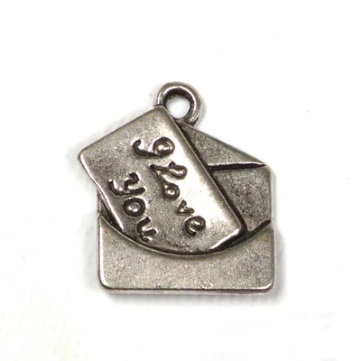 Charm fémdísz, 2 db - szerelmeslevél