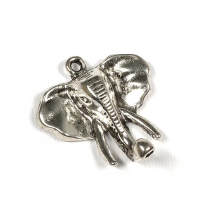 Charm fémdísz, 1 db - elefánt, 3D, 35x35x10mm