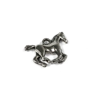 Charm fémdísz, 1 db - ló, vágtázó, 3D, kicsi