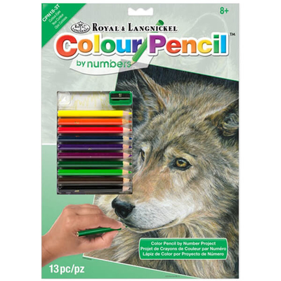 Számozott színező készlet, színesceruzák+hegyező, 22x30 cm - Farkas