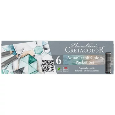 Cretacolor Aquagraph Colors Pocket Set vízzel elmosható grafitceruza készlet, 6 db-os, fémdobozos