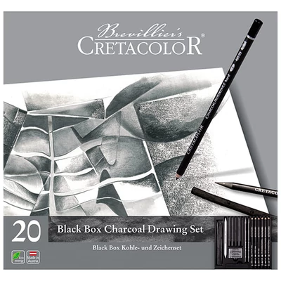 Cretacolor Black Box szén rajzkészlet - 20 db, fémdobozos