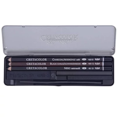 Cretacolor Charcoal Pocket Set szén rajzkészlet, 8 db-os, fémdobozos