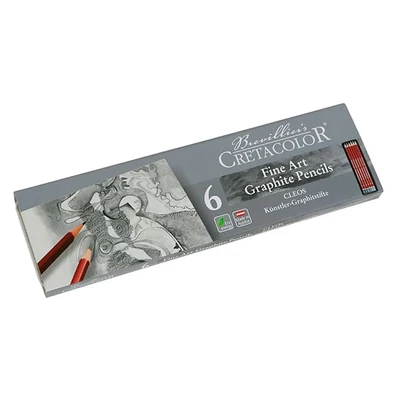 Cretacolor Fine Art Graphite grafitceruza készlet - 6 db, fémdobozos