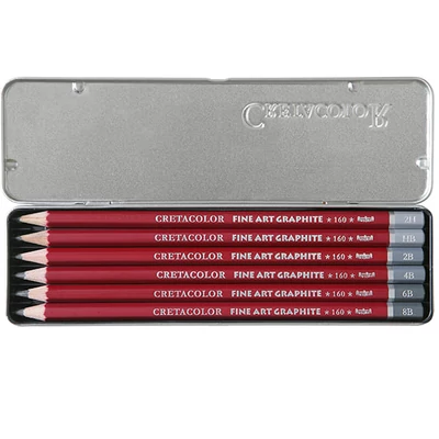 Cretacolor Fine Art Graphite grafitceruza készlet - 6 db, fémdobozos