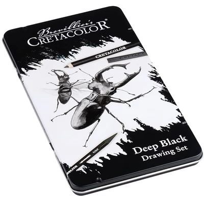 Cretacolor Nero Deep Black Drawing Set rajzkészlet, 10 db-os, fémdobozos