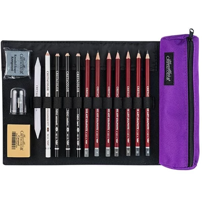 Cretacolor Pencil Wrap Set rajzkészlet feltekerhető vászon tartóban - Beginner, 16 db-os