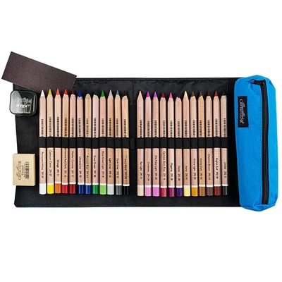 Cretacolor Pencil Wrap Set rajzkészlet feltekerhető vászon tartóban - MegaColor, 28 db-os
