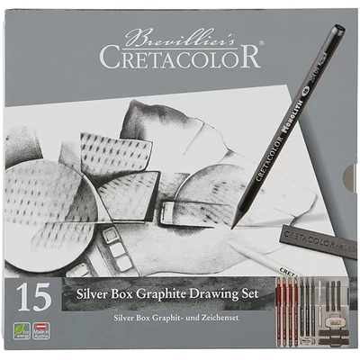 Cretacolor Silver Box grafit rajzkészlet, 15 db-os, fémdobozos