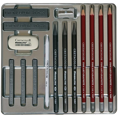 Cretacolor Silver Box grafit rajzkészlet, 15 db-os, fémdobozos