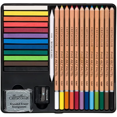 Cretacolor The Pastel Basic Box pasztell rajzkészlet, 27 db-os, fémdobozos
