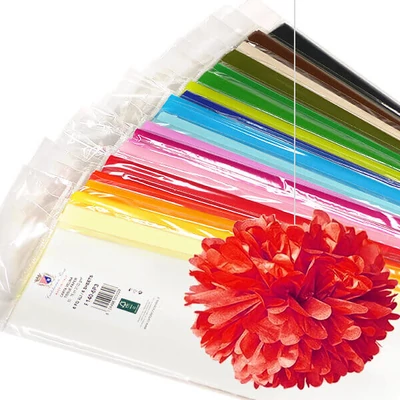 Selyempapír csomagban, 50x76 cm, 20 g, 6 db - különféle színekben