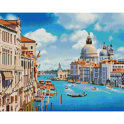 Gyémánt mozaik kirakó, feszített vásznon, 40x50 cm - Velence csatornái (Santa Maria della Salute)