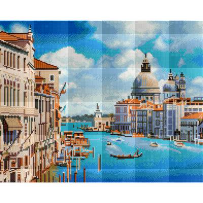 Gyémánt mozaik kirakó, feszített vásznon, 40x50 cm - Velence csatornái (Santa Maria della Salute)