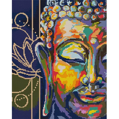 Gyémánt mozaik kirakó, feszített vásznon, 40x50 cm - Színes Buddha