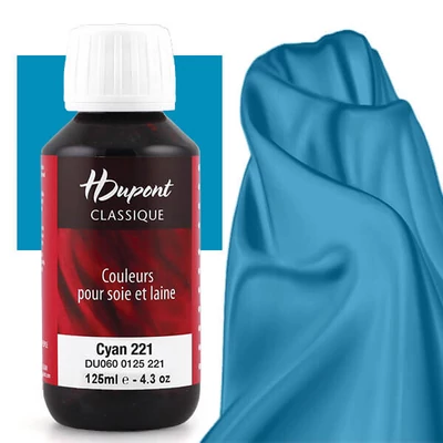 H Dupont Classique gőzfixálós selyemfesték 125 ml - 221 ciánkék, cyan