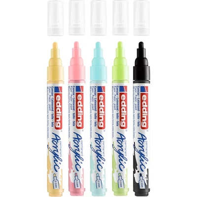 edding 5100 akril marker (filctoll) készlet, M (2-3 mm) - 5 db, pasztell