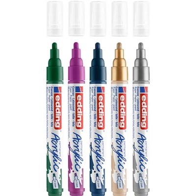 edding 5100 akril marker (filctoll) készlet, M (2-3 mm) - 5 db, ünnep