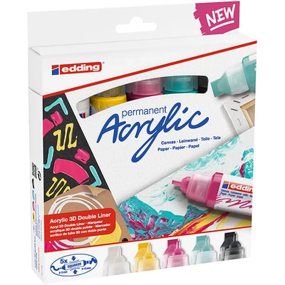 edding 5400 3D Double liner kétvégű akril festőtoll készlet - 5 db