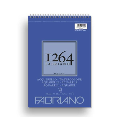Fabriano 1264 akvarelltömb, 300 g - A4, felül spirálos