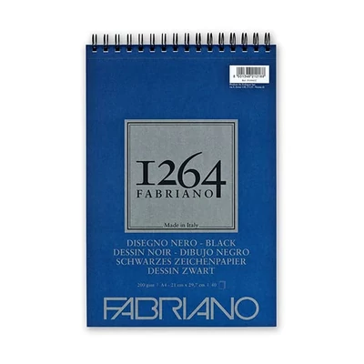 Fabriano 1264 fekete rajztömb, 200 g - A4, felül spirálos