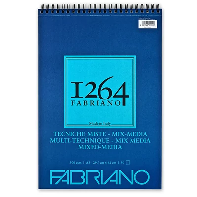Fabriano 1264 Mix Media rajz- és festőtömb, 300 g - A3, felül spirálos